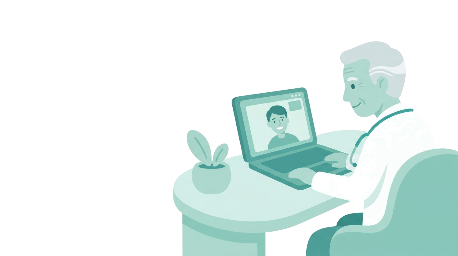 Dr. Herzberg in der Online-Sprechstunde mit einem Patienten